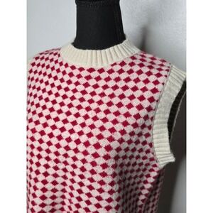 oak + fort Women's Argyle pattern vest Red White Size Small